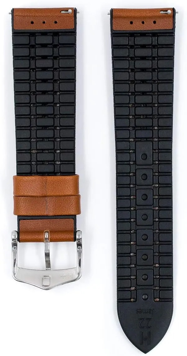 22mm - Length - Attachment Width/Buckle Width - Quick Release Watch Band Hirsch James shrub geographer conscious breed chance Calf Leather Watch Strap - Caoutchouc Performance Core - 18mm, 20mm, 