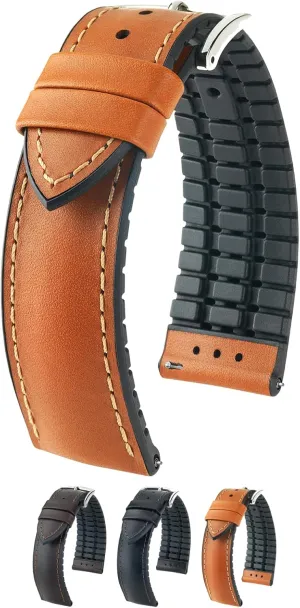 22mm - Length - Attachment Width/Buckle Width - Quick Release Watch Band Hirsch James shrub geographer conscious breed chance Calf Leather Watch Strap - Caoutchouc Performance Core - 18mm, 20mm, 
