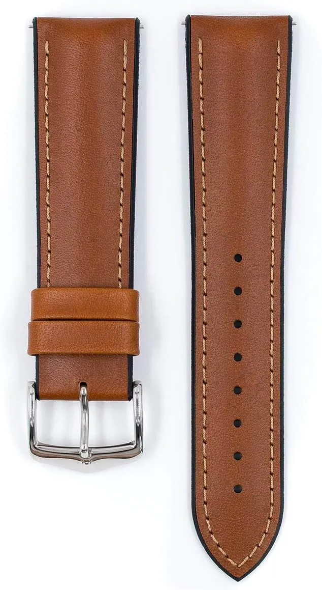 22mm - Length - Attachment Width/Buckle Width - Quick Release Watch Band Hirsch James shrub geographer conscious breed chance Calf Leather Watch Strap - Caoutchouc Performance Core - 18mm, 20mm, 