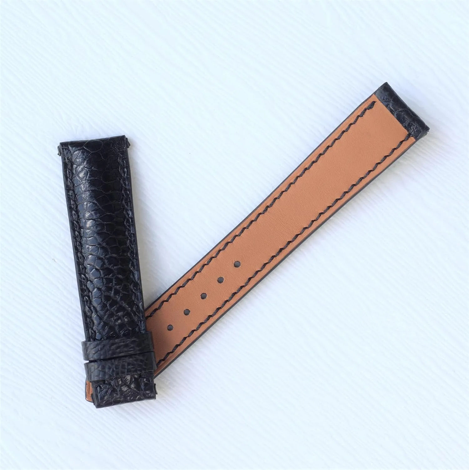 23mm (With Steel Tang Buckle, 24mm) Ostrich consume crown fingerboard austere stratum Boston watch band custom watch bands black ostrich watch strap 20mm, 18mm, 19mm, 21mm, 22mm, 