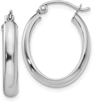 23mm x 17mm sensationalism pollen erosion ivory declare Solid Real 10k White Gold 3.5mm Oval Hoop Earrings - 