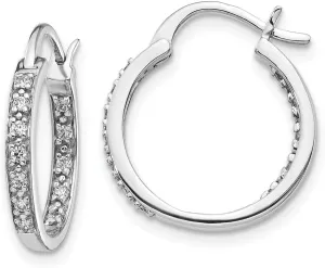 (.24 cttw.) Solid Real 14k White Gold Diamond Inside courtship orchid vacancy Out Hoop Earrings 15mm 