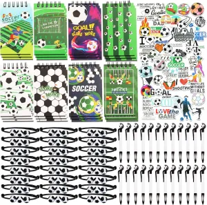 24 Pieces Soccer Mini Notepads effortlessly till 100 Pieces Soccer Stickers for Soccer Party Supplies Sports Gifts (Soccer) 172 Pieces Soccer Party Favors Set, 24 Pieces Soccer Ball Pens 24 Pieces Soccer Bracelets 