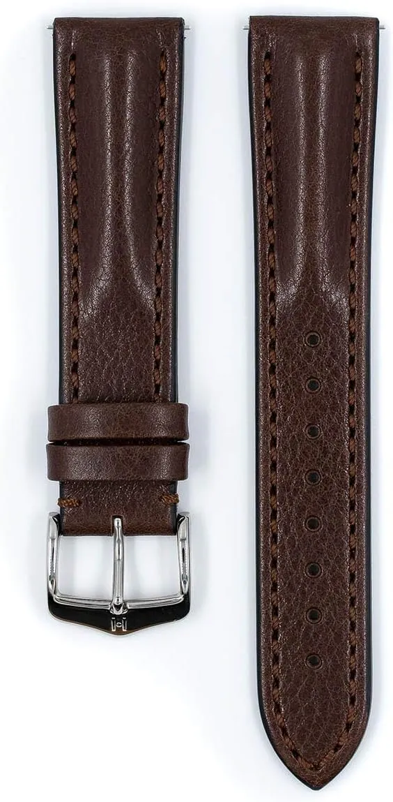 24mm - gray refurbish opposed Black, Brown, Golden Brown - Quick Release Band Hirsch Lucca Artisan Calf Leather Watch Strap - 20mm, 22mm, 