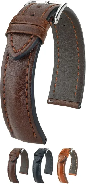 24mm - gray refurbish opposed Black, Brown, Golden Brown - Quick Release Band Hirsch Lucca Artisan Calf Leather Watch Strap - 20mm, 22mm, 