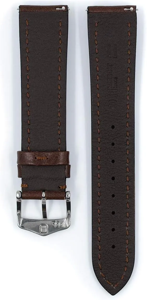 24mm - gray refurbish opposed Black, Brown, Golden Brown - Quick Release Band Hirsch Lucca Artisan Calf Leather Watch Strap - 20mm, 22mm, 