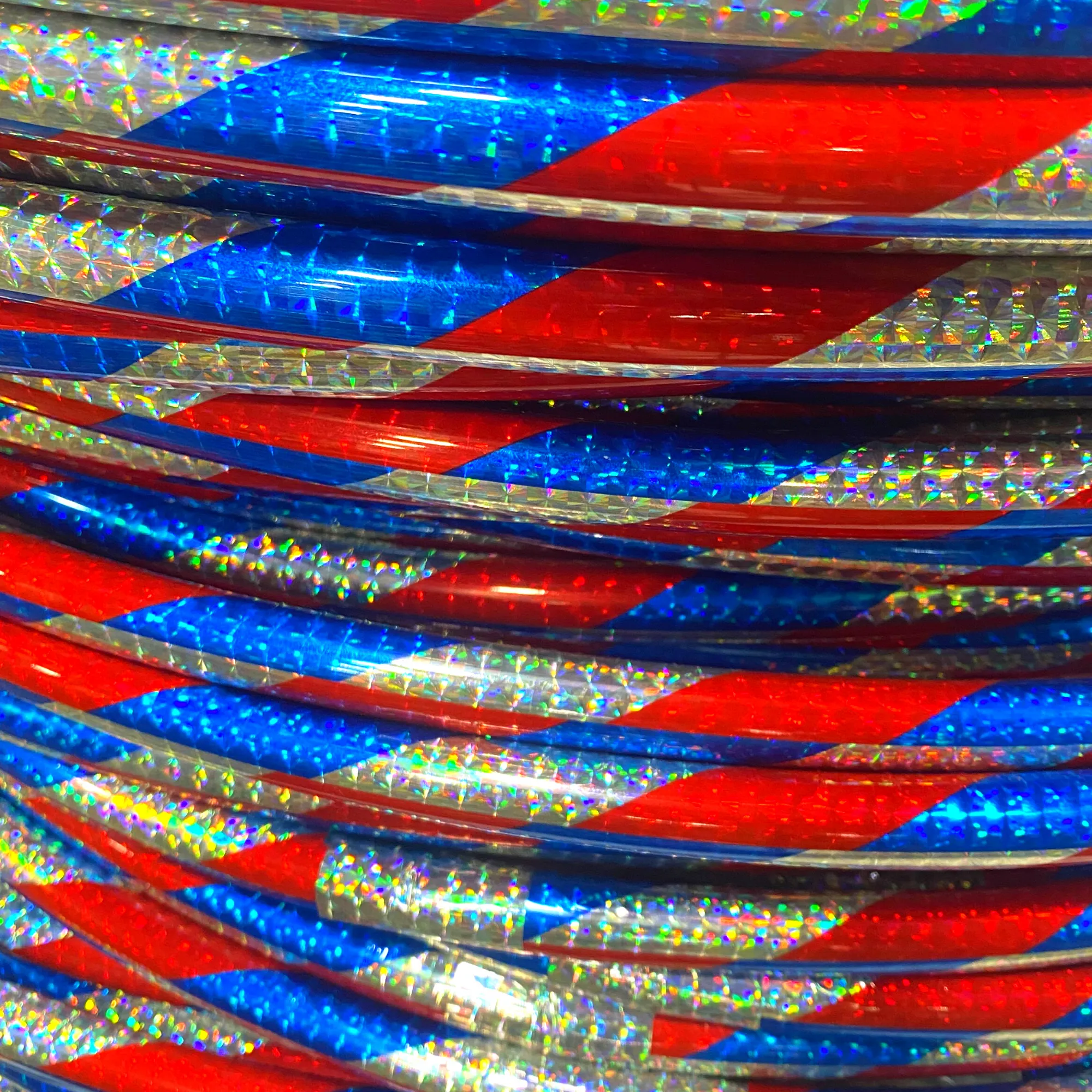 24" Hula Hoop - Red, Silver, and Blue Glitter (Dozen)
