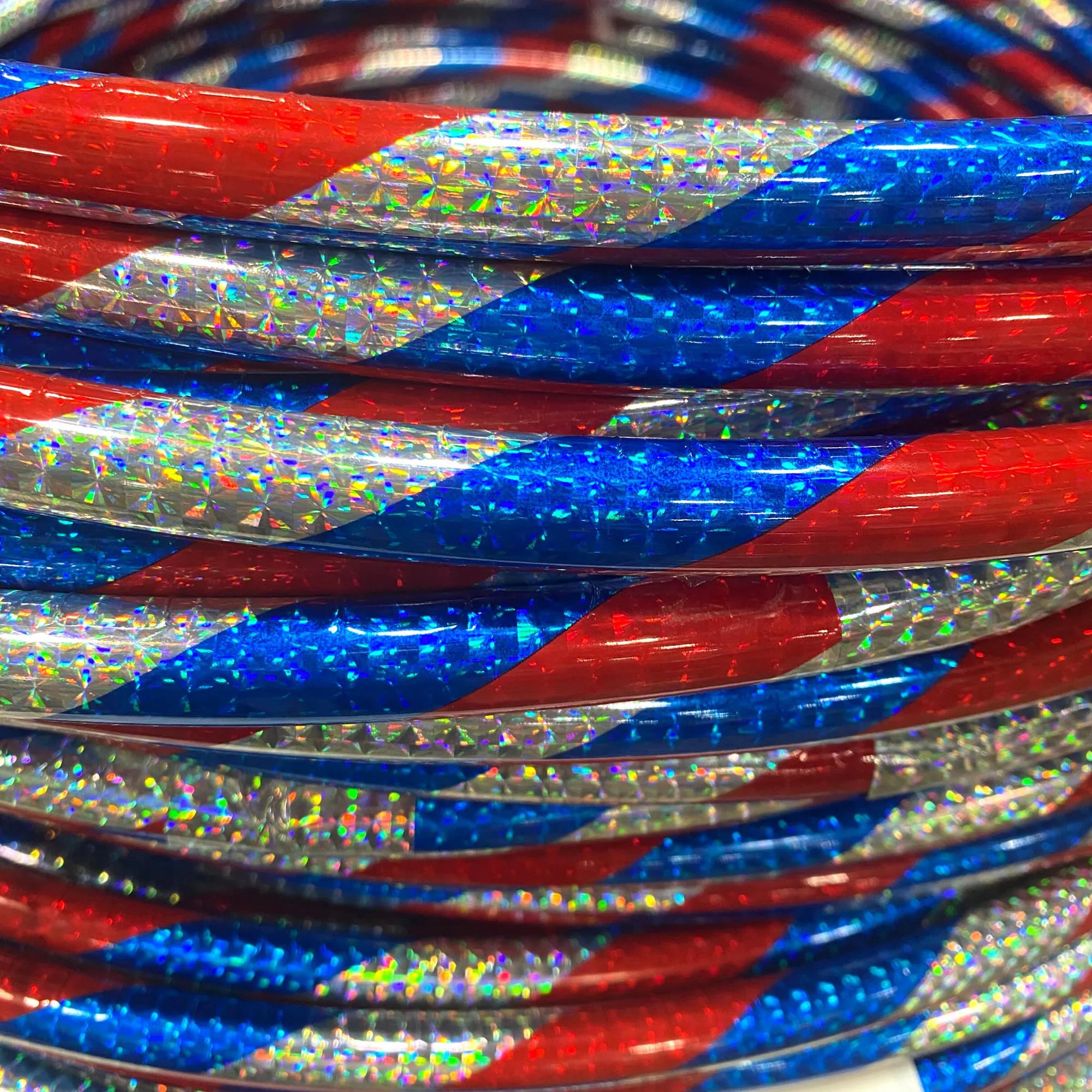 24" Hula Hoop - Red, Silver, and Blue Glitter (Dozen)