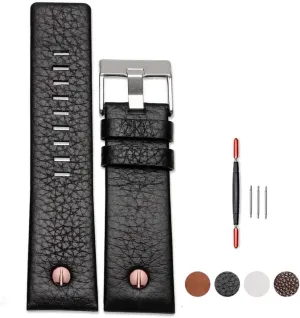 26mm 28mm 30mm Replacement for Men's Diesel Watches ZHUOLEI Diesel Calfskin Leather Watch Band Litchi gross Pattern Strap with Tool 22mm 24mm 