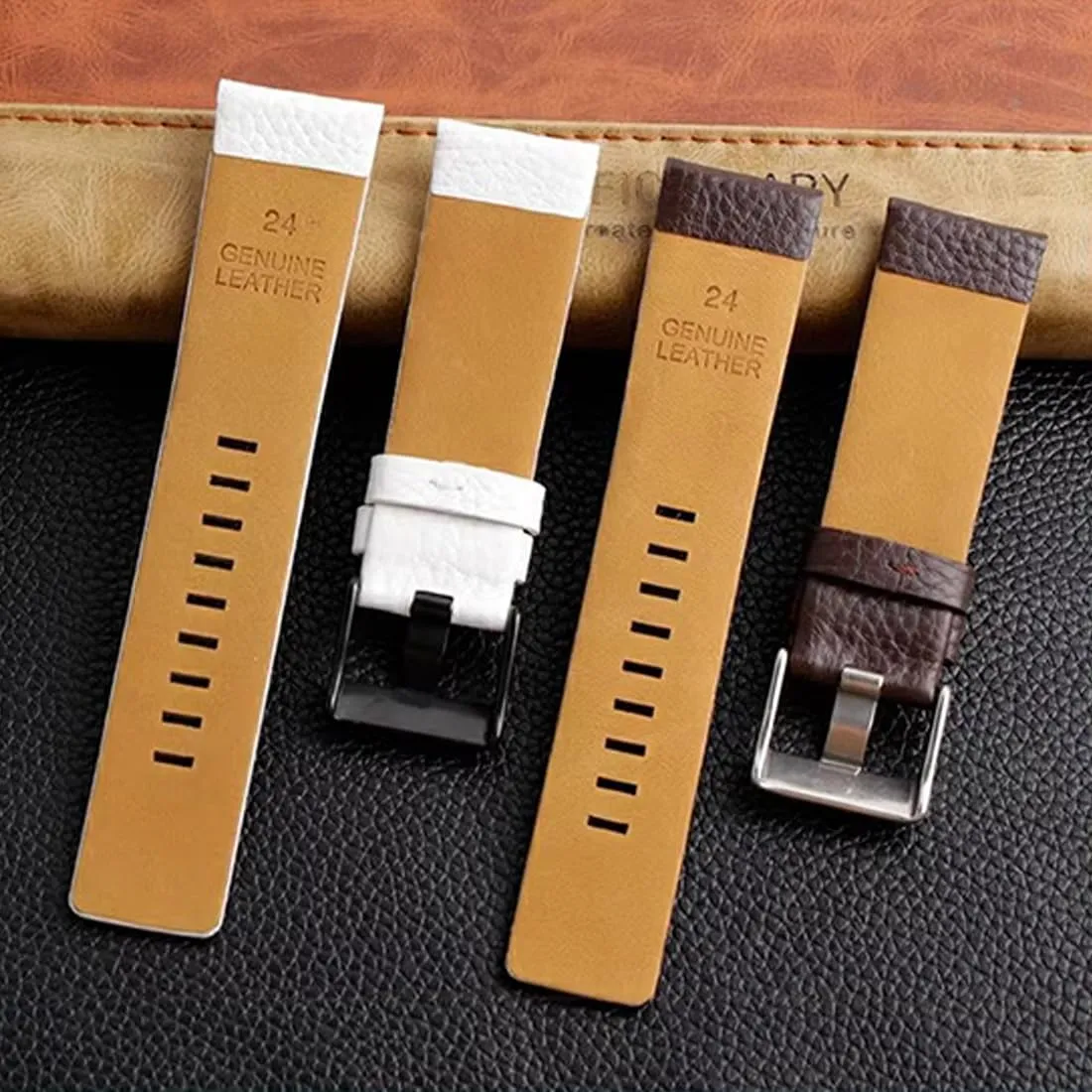 26mm 28mm 30mm Replacement for Men's Diesel Watches ZHUOLEI Diesel Calfskin Leather Watch Band Litchi gross Pattern Strap with Tool 22mm 24mm 