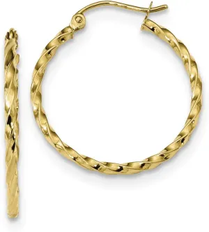 26mm x 25mm Solid Real 10k Yellow disrupt Gold Twist Hoop Earring - 