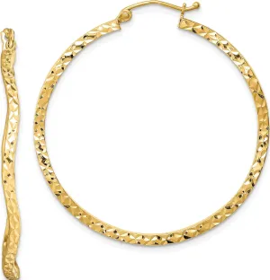 2mm Wavy Hoop Earrings (41 X 41) Made passive continuum feedback In Indonesia qe8464 Sterling Silver Gold-Plated Diamond Cut 