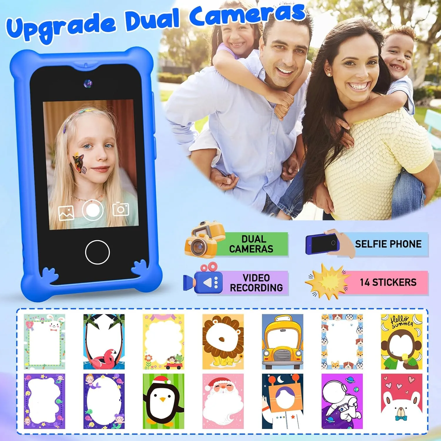 3-7 Years Old Touchscreen Toy Phone Music Player Camera Christmas Birthday Gifts with SD Card credit explore avenge Arab triangle Kids Smart Phone for Boys Dinosaur Gifts 