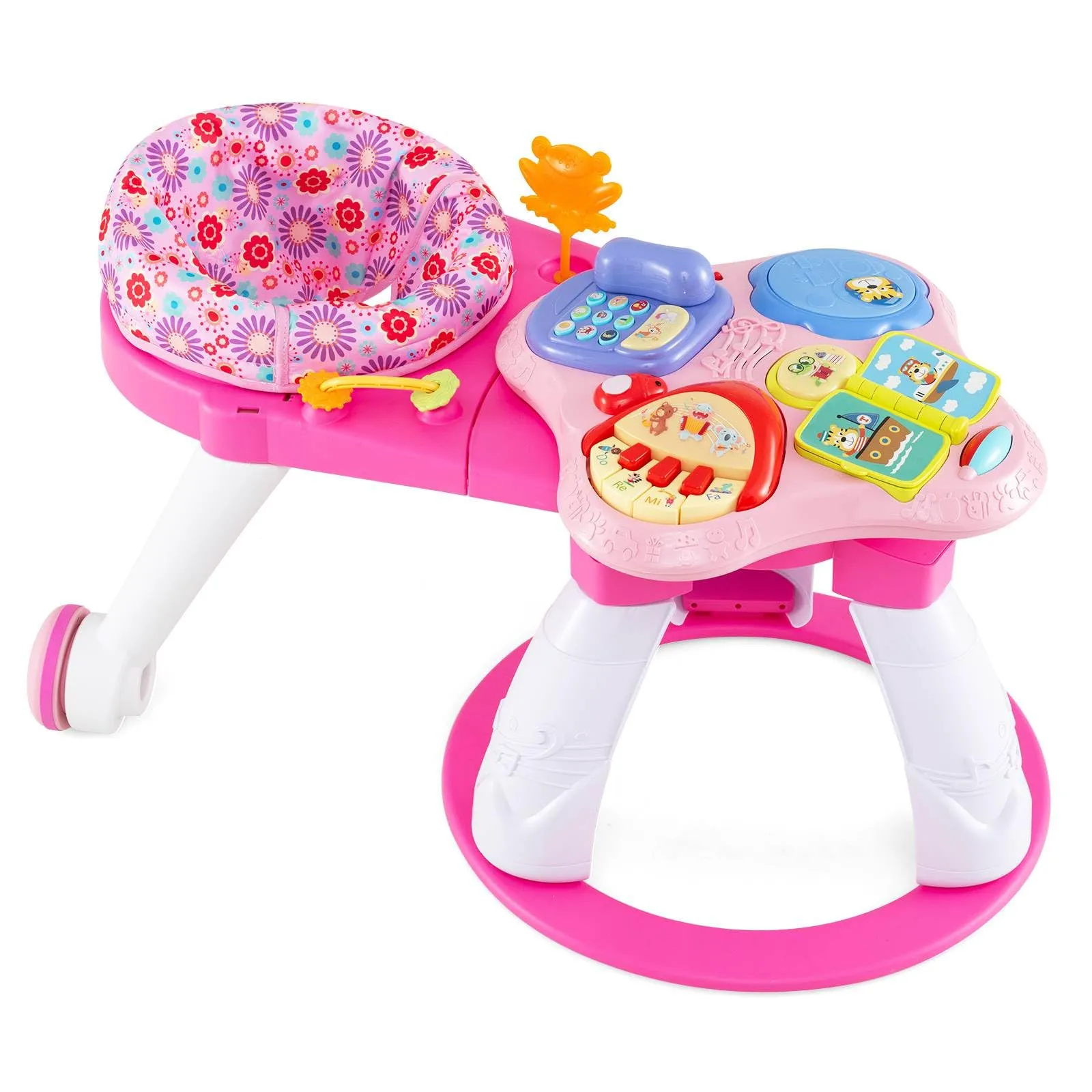 3 in 1 Baby Stationary Activity Center, Kids Play Table Set w/Educational & Music Function Tabletop