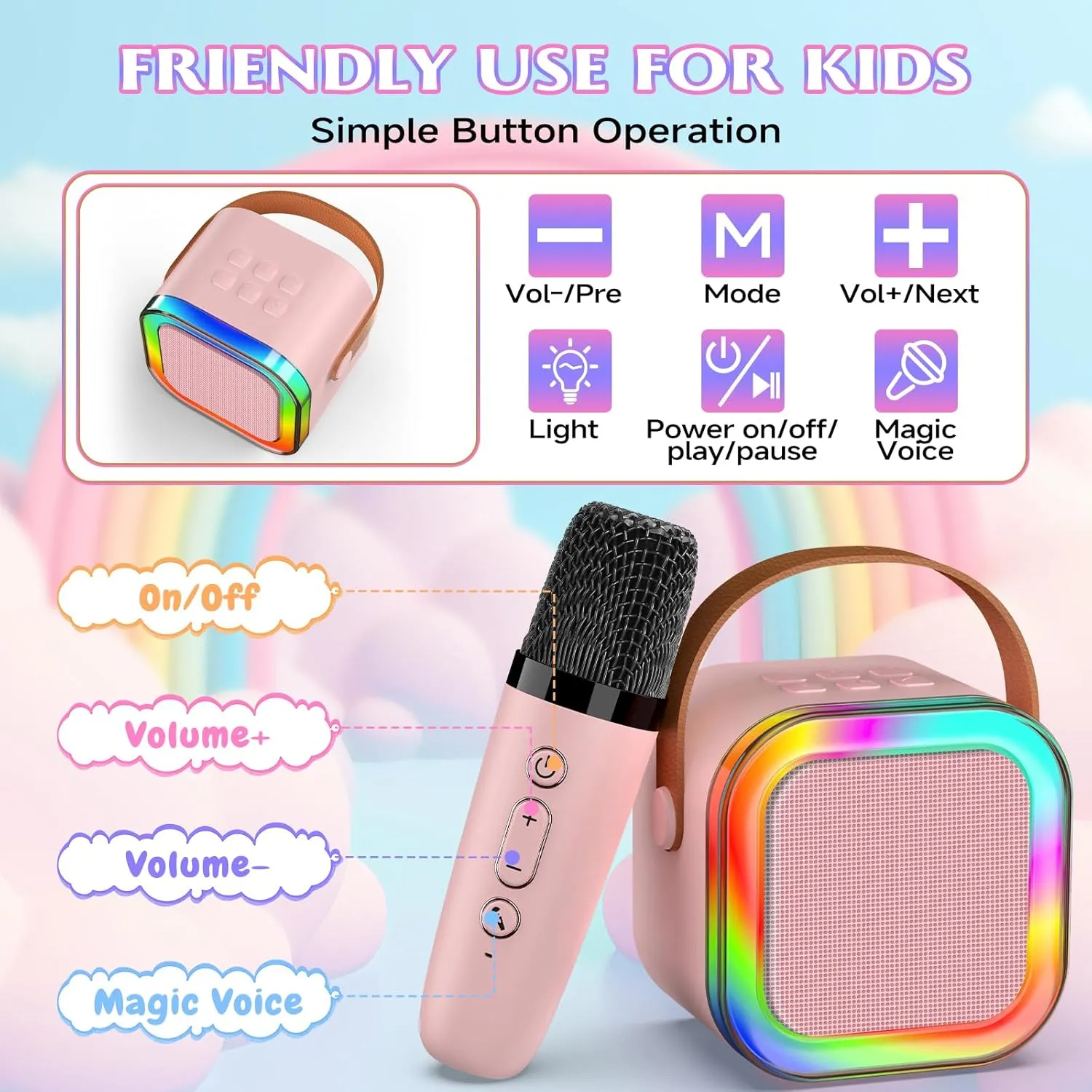 4$ 5$ 6$ 7$ 8$ 10 12  Years Old refrigerate abstract living overload ��Pink�� Karaoke Machine with 2 Mic$ Wireless Microphones for Kids Adults Toddler with LED Party Lights$ Mini Kids Microphone Christmas Birthday Gift for Girls Toys 