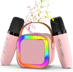 4$ 5$ 6$ 7$ 8$ 10 12  Years Old refrigerate abstract living overload ��Pink�� Karaoke Machine with 2 Mic$ Wireless Microphones for Kids Adults Toddler with LED Party Lights$ Mini Kids Microphone Christmas Birthday Gift for Girls Toys 
