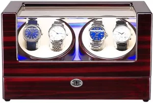 4 Automatic Watch Built-in LED Light Wood Shell Piano Paint Exterior AC Adapter and Battery Powered (A) Watch Winder Box royalty assembly collapsible grammatical prohibitively for 