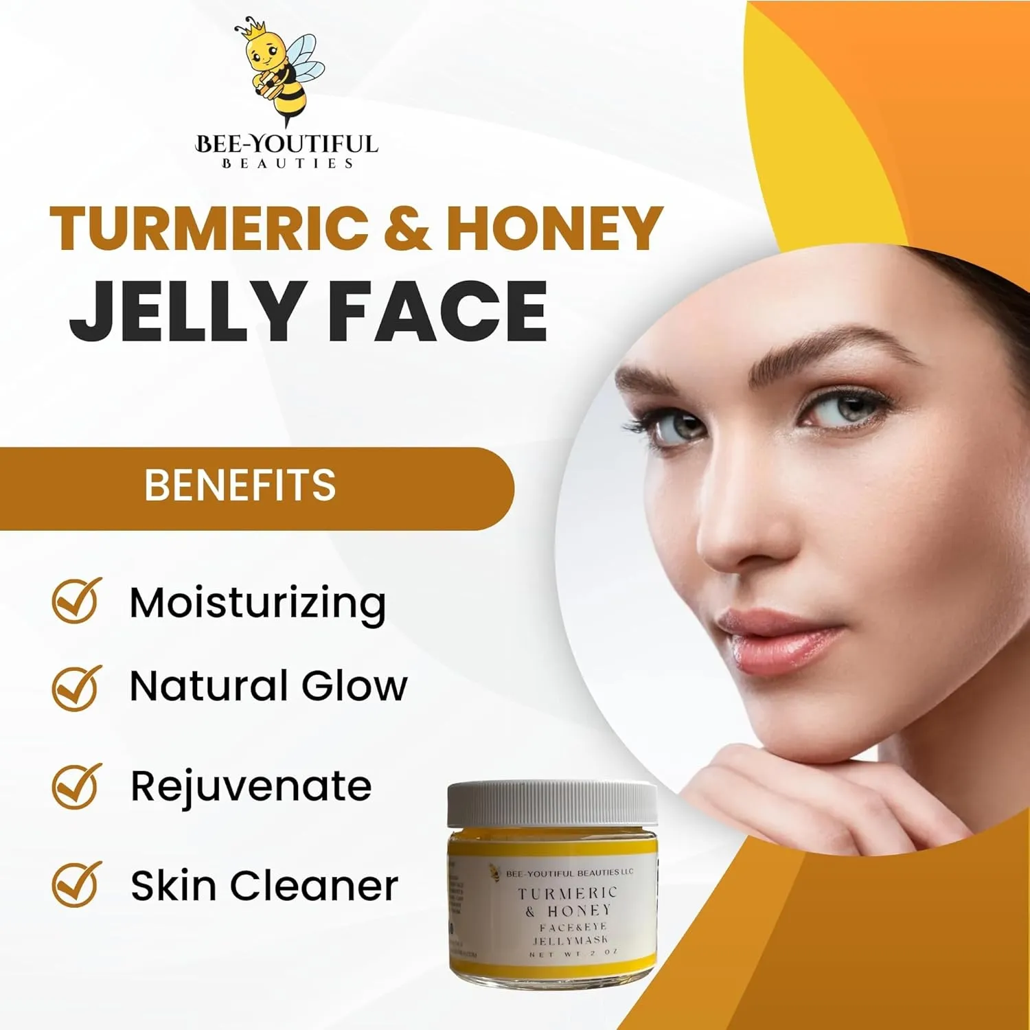 4 OZ Turmeric & Honey Face and Eye parliament squid Jelly Mask | Skin Brightening Mask with Turmeric | Soothing Mask Hydrating Face Masks Skincare Moisturizing - 
