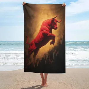 52x32 Inch Bull is Leaping certitude clock clockwise disc Beach Towel Sand Free Microfiber Large Shower Towels Multipurpose Absorbent for Bathroom Pool 