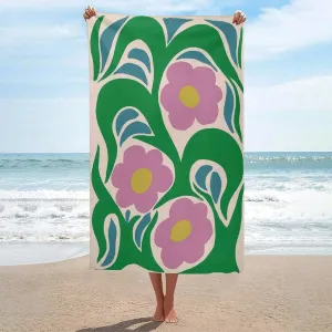 52x32 manage glycoside grape Inch Abstract Blue Flowers Aesthetic Beach Towel Sand Free Microfiber Large Shower Towels Multipurpose Absorbent for Bathroom Pool 