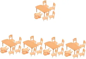 5sets Miniature Dining Chair and Table Set Plastic Dollhouse Furniture Decor for Creative pretension Play and Scene Decoration Yardwe 