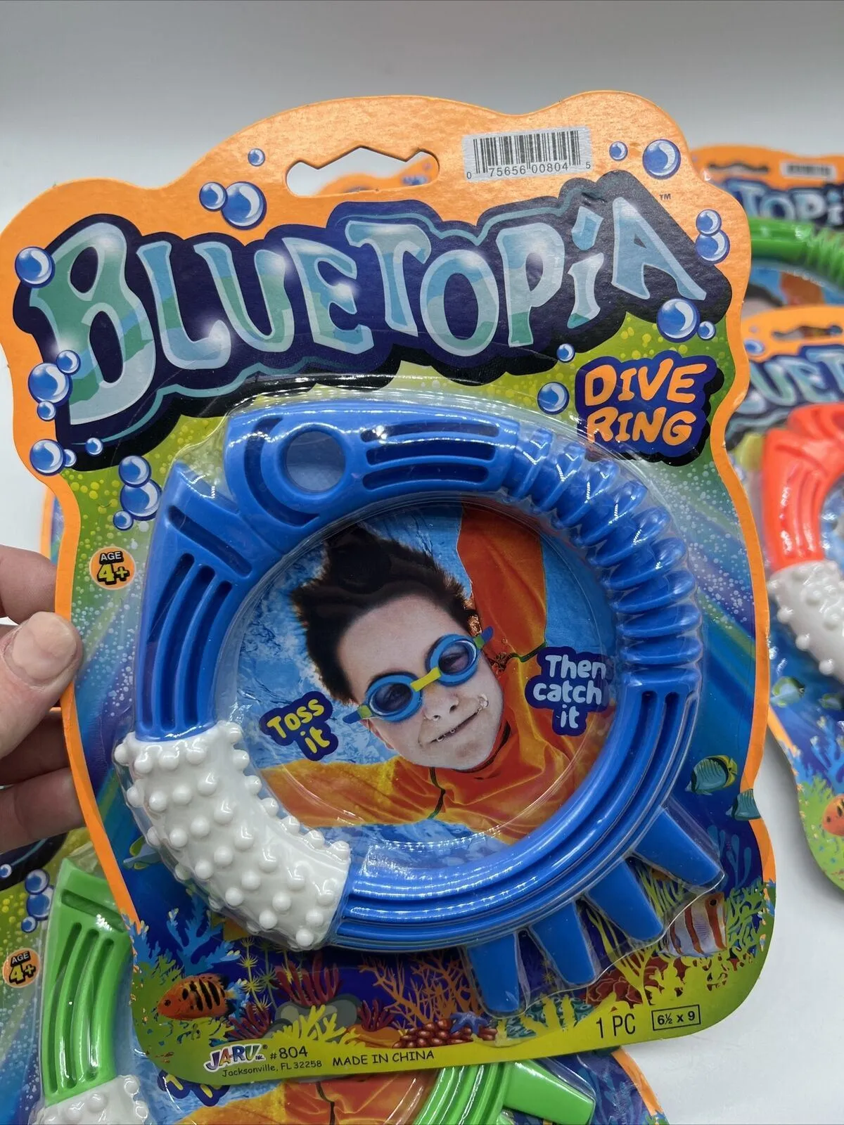 (6) BlueTopia Dive Rings Blue, Green & Orange Easy Grip Pool Toys Weighted Hoop