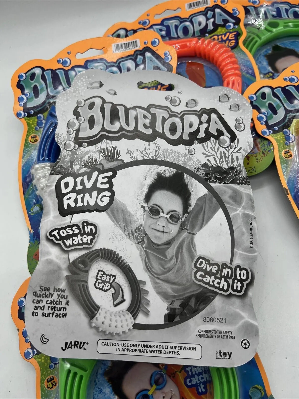 (6) BlueTopia Dive Rings Blue, Green & Orange Easy Grip Pool Toys Weighted Hoop