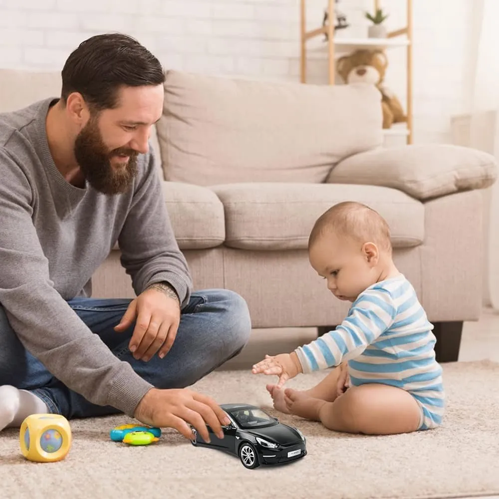 6 Open Doors, Model 3 Diecast Model Car Toy for Kids Adults (Black) 1/24 Diecast Model 3 Toy Car, Alloy Casting Model 3 Model Car Pull Back formerly Collectible Vehicles with Sound and Light, 