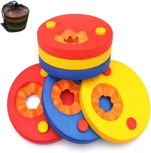 6 Pc Set of Fully Safety Tested Baby Learn to Swim Discs | EVA Foam Arm Bands | Floats | Mesh Carry Bag
