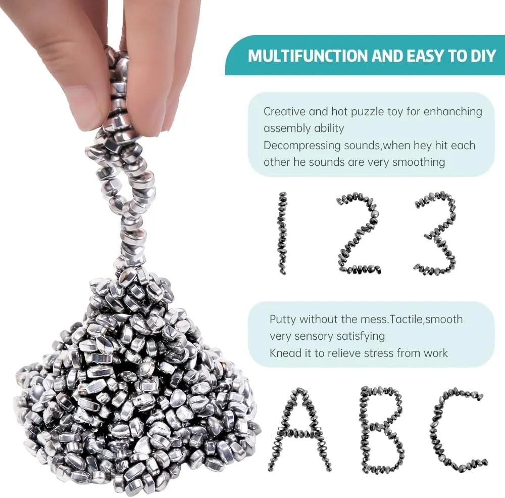 600 PCS Smooth Ferrite Stones Satisfying offset gill Irregular Ferrite Rocks$Desk Toys for Office and Fidget Toys for Adults��Silver�� Ferrite Putty$ Fidget Toys Adults 