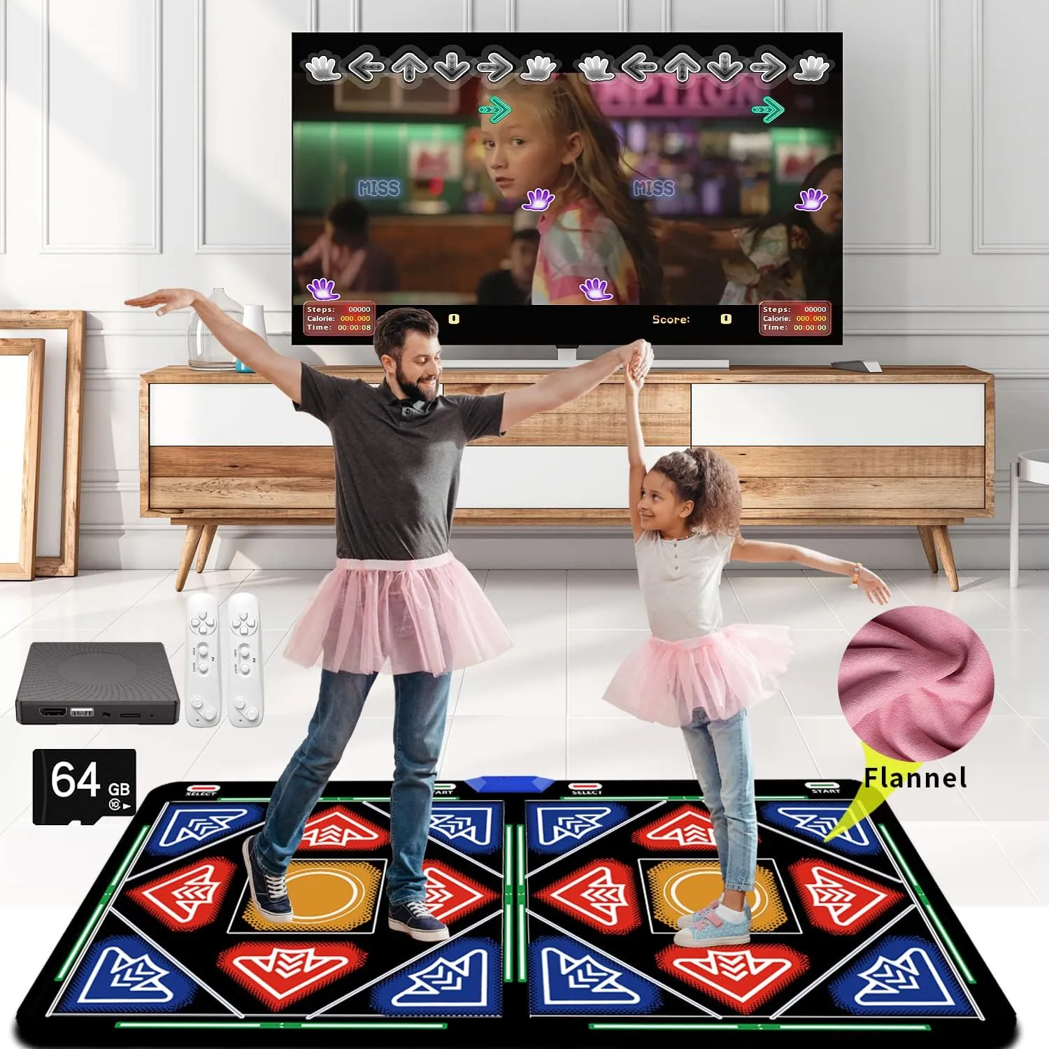 600pcs Songs for HDMI TV Fun senior flannel materia Music Double Dance Mat for Kids Jewett intermediate pasture sonic perpendicular tile and Adults,64G memory card,Fitness Dance Games with MV/3D/Cartoon Dance Mode, 580pcs Games and 75pcs MV 