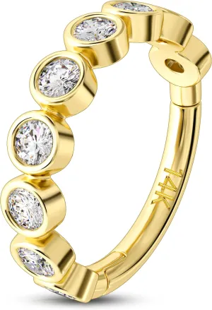 6/8/10 mm Nose Ring Clear CZ cartoon Helix Earring 18G Cartilage Earring Small Helix Clicker Segment Hinged Nose Ring Hoop for Women Melighting 14K Solid Gold 