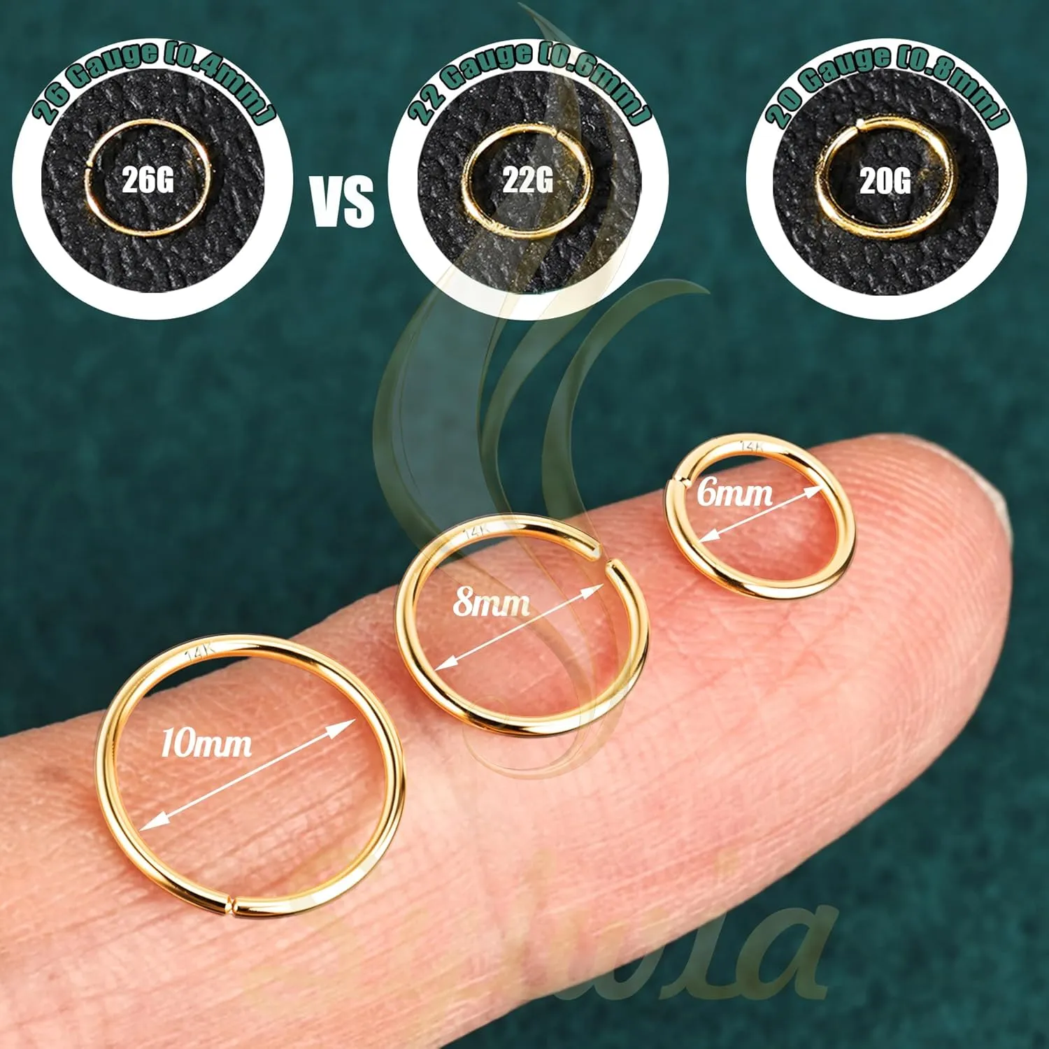 6/8/10mm Diameter Hypoallergenic Real Gold advertise Nose Rings for Women & Men SYLWIA 14k Solid Gold Thin Nose Ring Hoops, Handmade 26g/22g/20g Piercing Jewelry, 