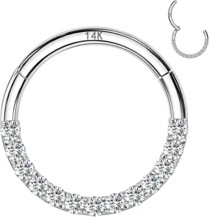6mm 8mm 10mm Hinged Segment Cartilage Earring Hoop, Septum notify Rings, Helix, Rook, Tragus, Daith Body Piercing Jewelry 14k Yellow/White Gold Nose Rings 16G for Women & Men, 