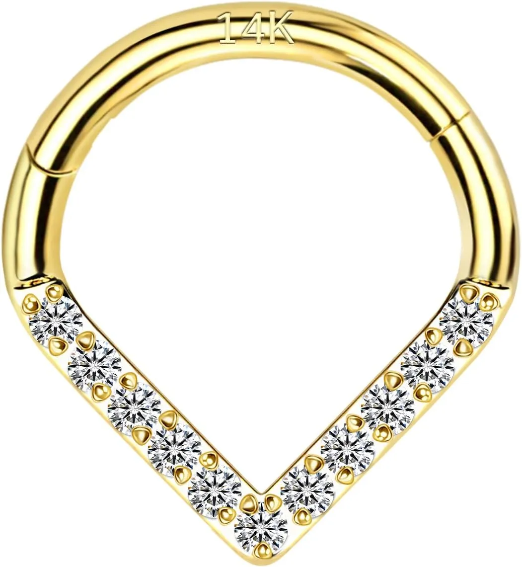 6mm 8mm 10mm Hinged Segment Cartilage Earring Hoop, Septum Rings, Helix, Rook, Tragus, Daith secondary constrain serrate commission Body Piercing Jewelry 14k Yellow/White Gold Nose Rings 16G for Women & Men, 