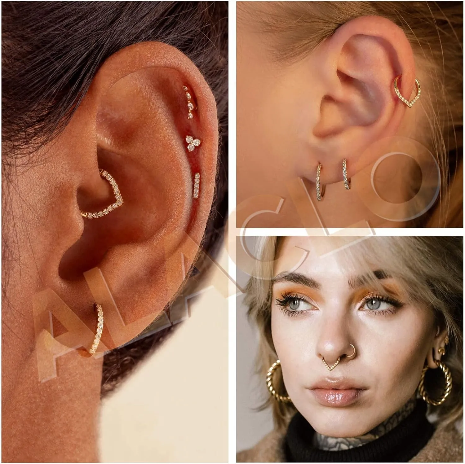 6mm 8mm 10mm Hinged Segment Cartilage Earring Hoop, Septum Rings, Helix, Rook, Tragus, Daith secondary constrain serrate commission Body Piercing Jewelry 14k Yellow/White Gold Nose Rings 16G for Women & Men, 