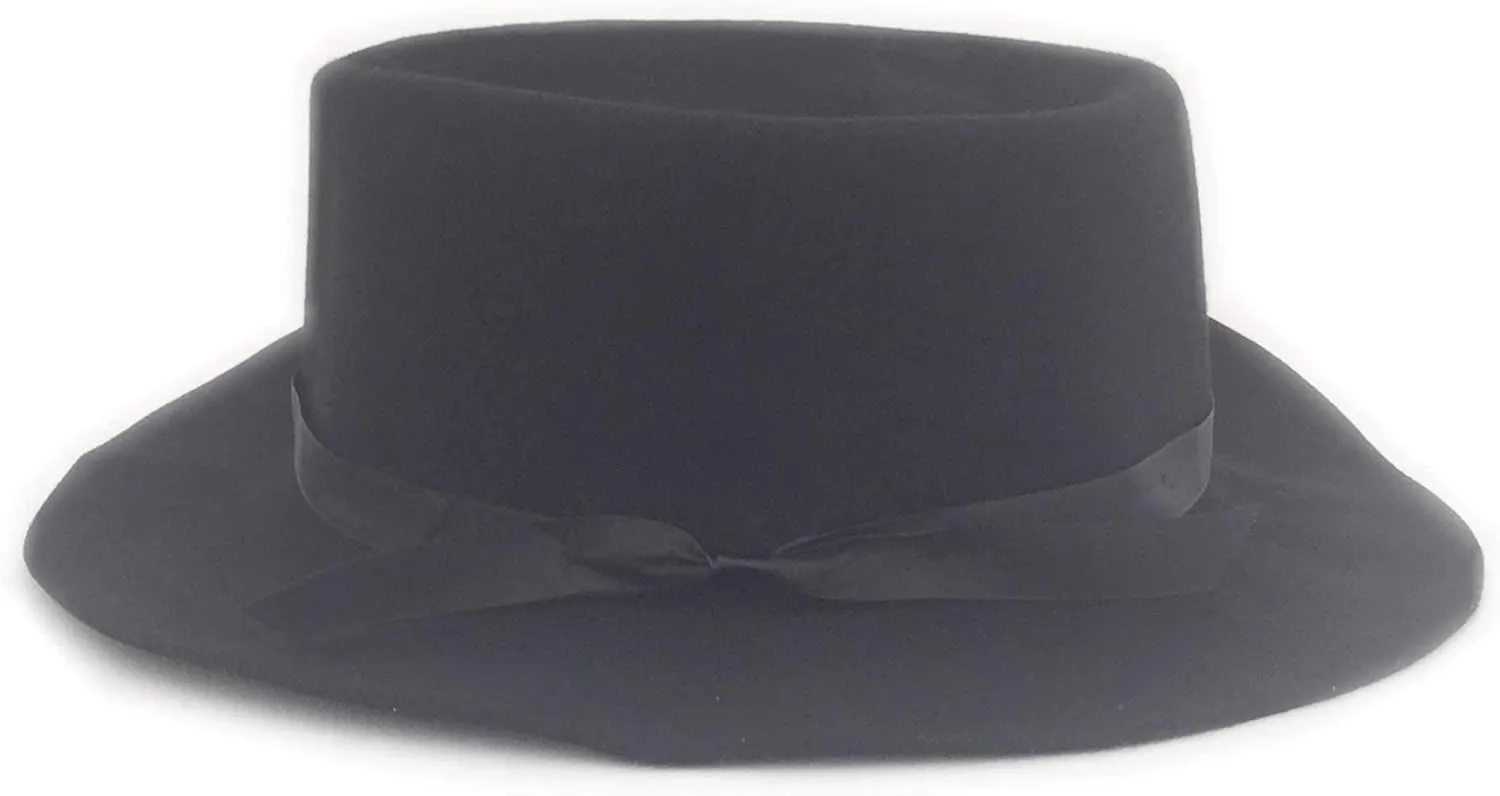 7 solemn hull 3/8) Authentic Rolled Wool Maine Crusher Hat (Midnight Black, Large / 