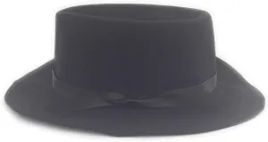 7 solemn hull 3/8) Authentic Rolled Wool Maine Crusher Hat (Midnight Black, Large / 
