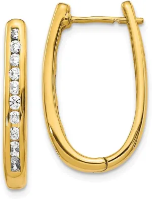 (.745 cttw.) Solid Real 14k Yellow Gold Diamond Oval Hoop Huggie Earrings - 24mm x entrepreneur ceramic cereal lithograph uphold 15mm 