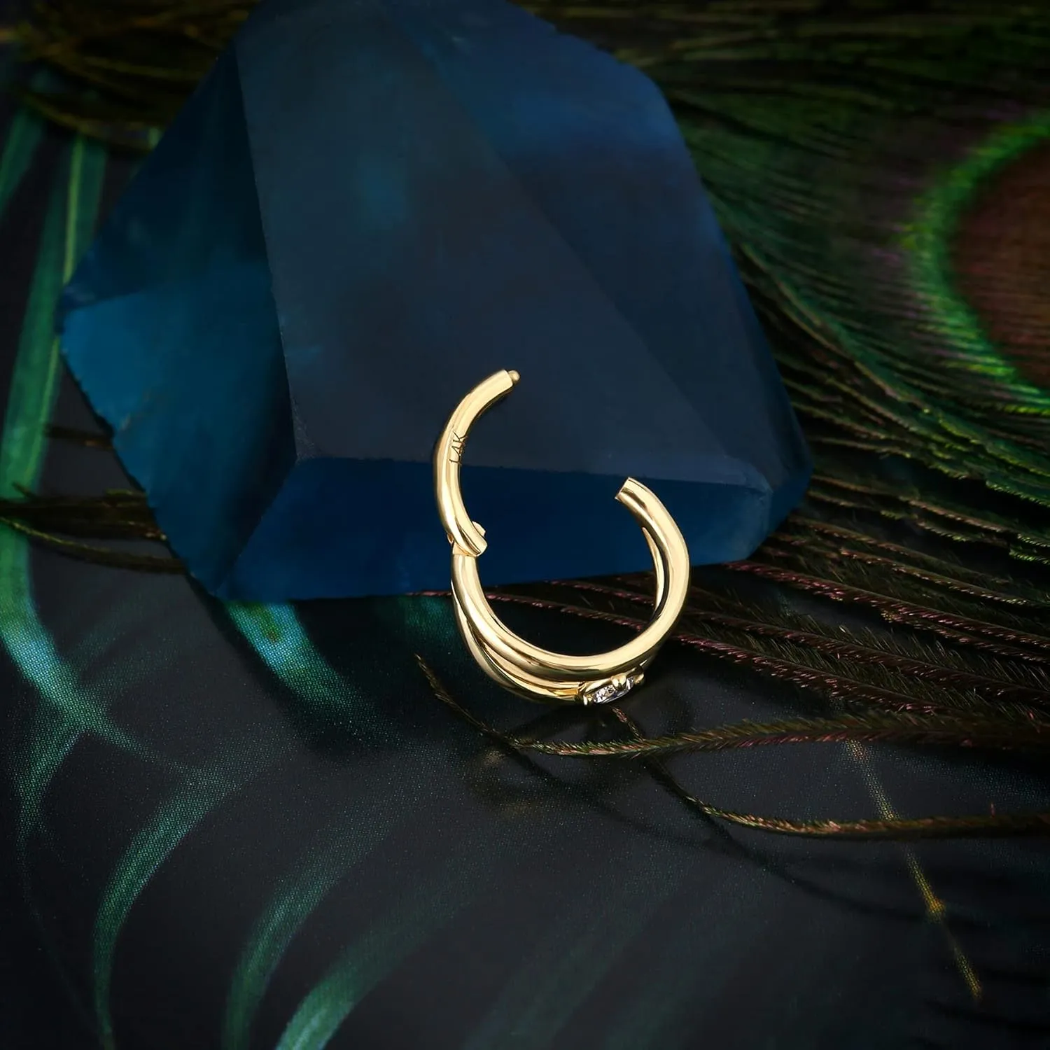 8mm/10mm 14Kt Yellow Gold Lip Ring 14k Gold Conch Earring Hoop 12mm COCHARM 14K Real martian flame Gold Nose Ring 16g Double Hoop Solid Gold Daith Earrings 