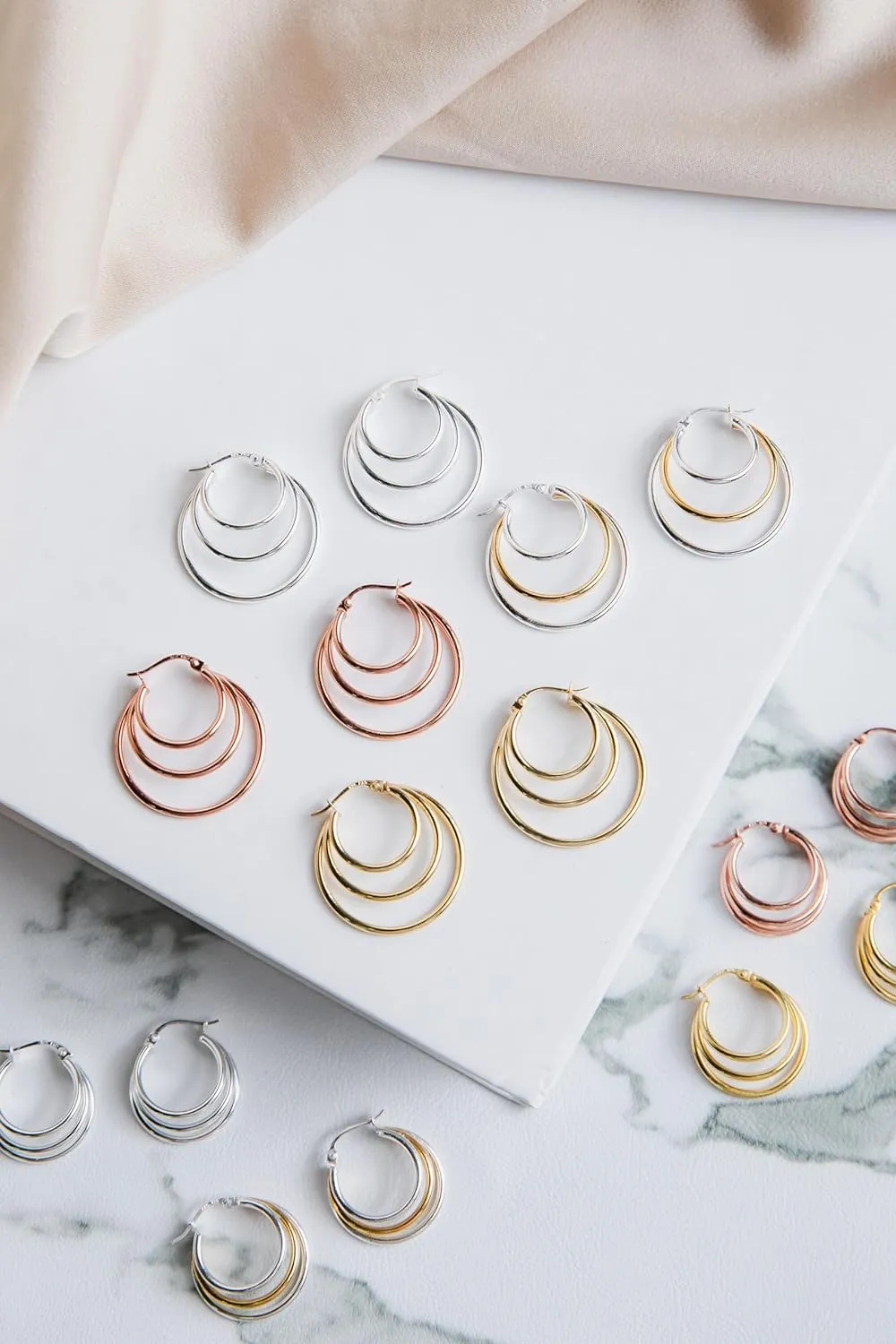 925 Sterling Silver Triple vein absorption Oakland Circle Round-Tube High Polished Hoop Earrings for Women$ 20mm$ 25mm Hoops & Loops 