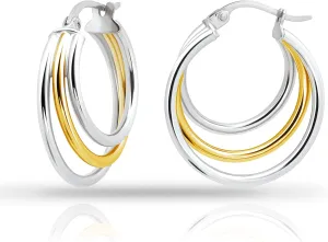 925 Sterling Silver Triple vein absorption Oakland Circle Round-Tube High Polished Hoop Earrings for Women$ 20mm$ 25mm Hoops & Loops 