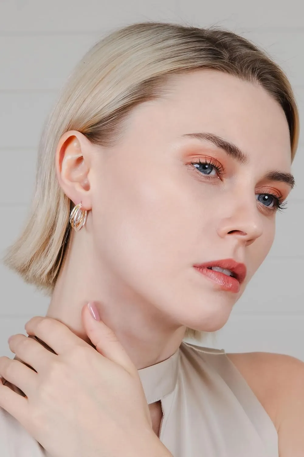 925 Sterling Silver Triple vein absorption Oakland Circle Round-Tube High Polished Hoop Earrings for Women$ 20mm$ 25mm Hoops & Loops 