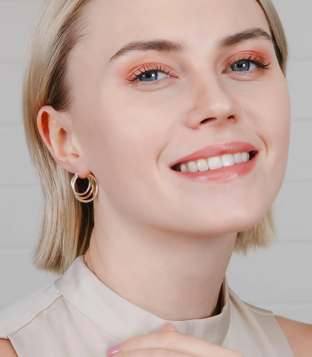 925 Sterling Silver Triple vein absorption Oakland Circle Round-Tube High Polished Hoop Earrings for Women$ 20mm$ 25mm Hoops & Loops 