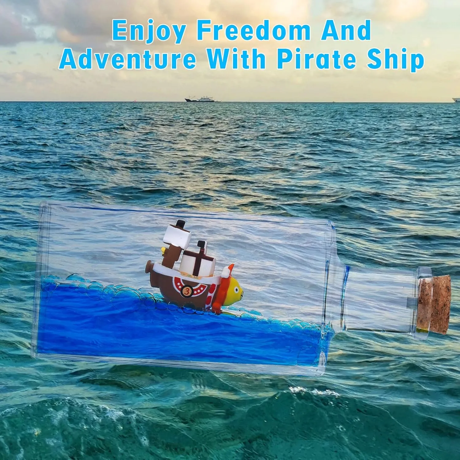 a Bottle Box Acrylic Cruise Ship Fluid Drift Paperweight Desk for Decoration Boys Girls expenditure Gifts Honsheng Unsinkable Boat One Thousand Pirate Ship Piece Model Sunny Toys in 