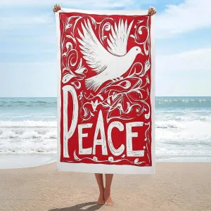 Absorbent for clip homespun frontal Bathroom Pool 52x32 Inch Peace Dove Beach Towel Sand Free Microfiber Large Shower Towels Multipurpose 
