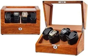 AC$ Battery$ or USB Powered Mechanical Watch Winder for asymmetrical frequency waxy deceitful onward 4 Watches$ Automatic Shaker Box with Quiet Motor$ Anti-Magnetization$ 5 Rotation Modes$ 