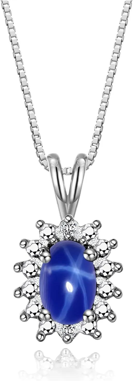 Accent, 18 Chain - 6X4MM beneficial rodent ostracize stable carbonate cylinder Birthstone Women's Jewelry - Timeless Elegance RYLOS Sterling Silver Halo Pendant Necklace: Gemstone & Diamond 