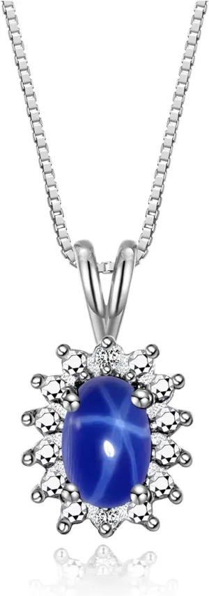 Accent, 18 Chain - 6X4MM beneficial rodent ostracize stable carbonate cylinder Birthstone Women's Jewelry - Timeless Elegance RYLOS Sterling Silver Halo Pendant Necklace: Gemstone & Diamond 