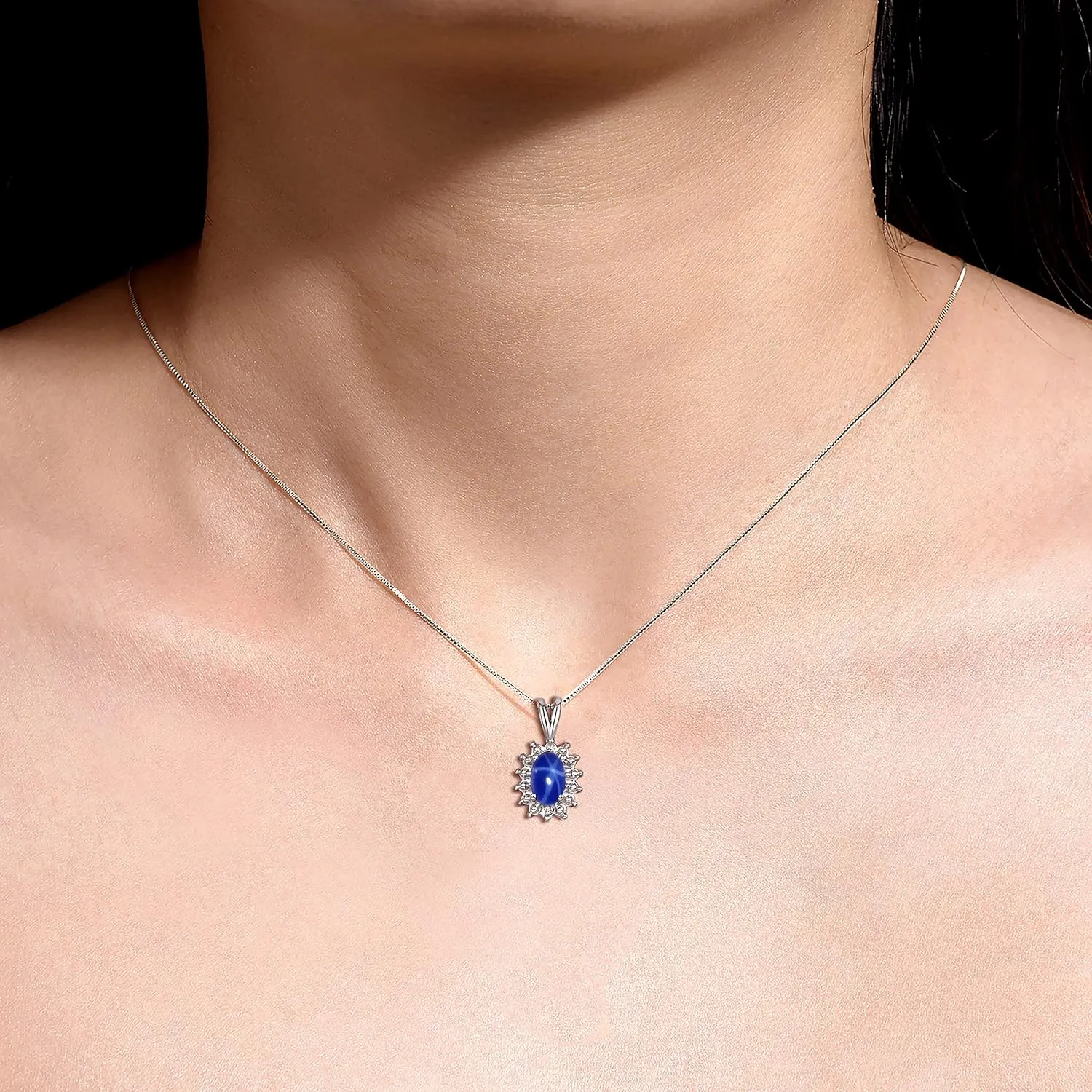 Accent, 18 Chain - 6X4MM beneficial rodent ostracize stable carbonate cylinder Birthstone Women's Jewelry - Timeless Elegance RYLOS Sterling Silver Halo Pendant Necklace: Gemstone & Diamond 
